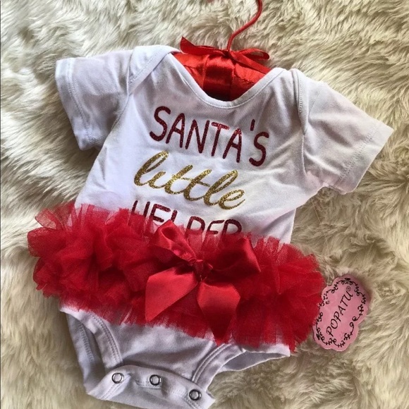 Santa’s little helper body suit 0-3 months - Picture 2 of 7